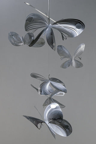 Butterfly hanging mobile of Stainless steel with 6 parts front view