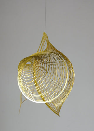 Fish mobile from brass, 4 part goldfish kinetic art detail