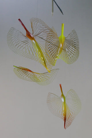 Leaf hanging mobile with 4 parts, Colorful painted stainless steel botom view