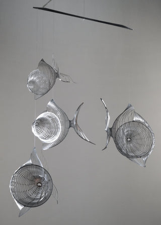 Fish hanging mobile of Stainless steel with 4 parts