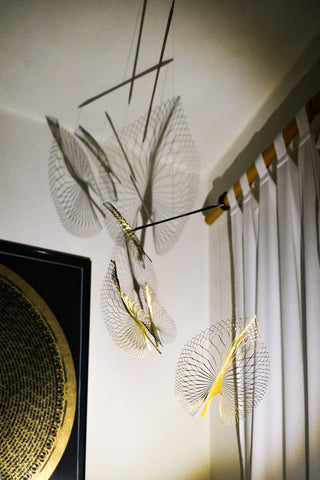 Leaf Hanging Mobile – 4-Part Brass Kinetic Art