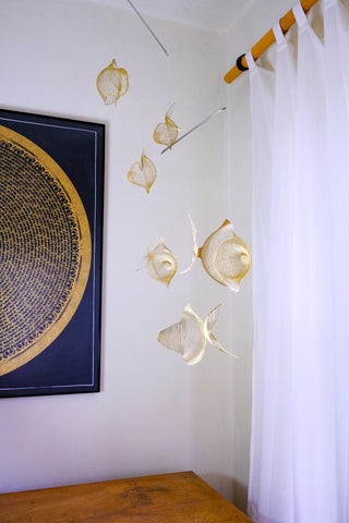 Fish Hanging Mobile – 6-Part Brass Metal Decor for Ocean Lovers