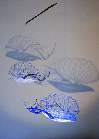 Whale Hanging Mobile – 4-Part Painted Stainless Steel Kinetic Sculpture for Ocean Lovers