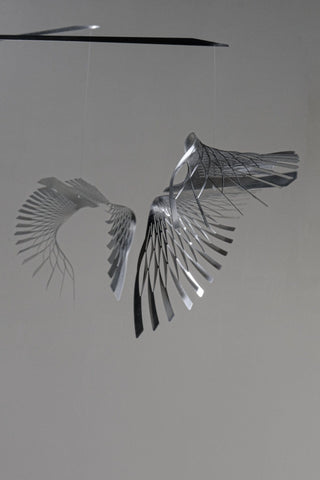 Bird Mobile art – 6-Part Stainless Steel Hand Polished  Contemporary Sculptural,