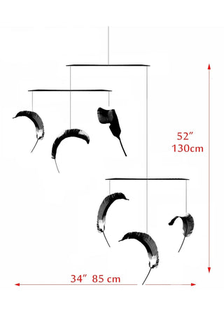 Feather Hanging Mobile – 6-Part Brass Kinetic Art