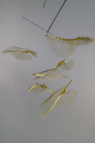 Brass leaf mobile, 6 part kinetic art