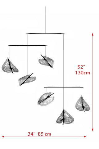 Brass leaf mobile, 6 part kinetic art  technical sketch