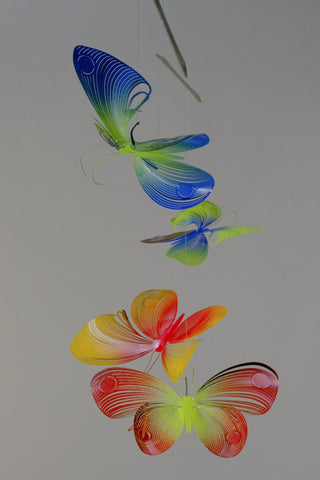 Butterfly Hanging Mobile – 4-Part Colorful Painted Stainless Steel