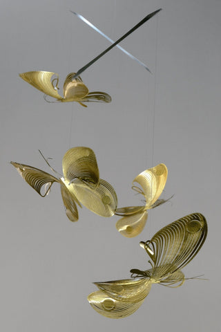 Butterfly Hanging Mobile – 4-Part Brass Kinetic Art