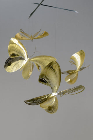 Butterfly Hanging Mobile – 4-Part Brass Kinetic Art