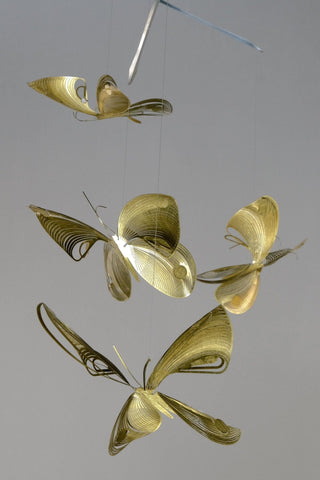 Butterfly Hanging Mobile – 4-Part Brass Kinetic Art