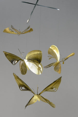 Butterfly Hanging Mobile – 4-Part Brass Kinetic Art