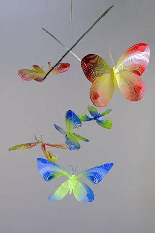 Butterfly Hanging Mobile – 6-Part Colorful Painted Stainless Steel Kirigami