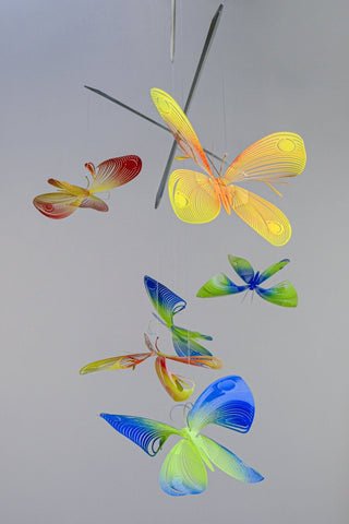 Butterfly Hanging Mobile – 6-Part Colorful Painted Stainless Steel Kirigami
