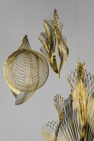 Fish & Coral Hanging Mobile – 6-Part Brass Kinetic Sculpture