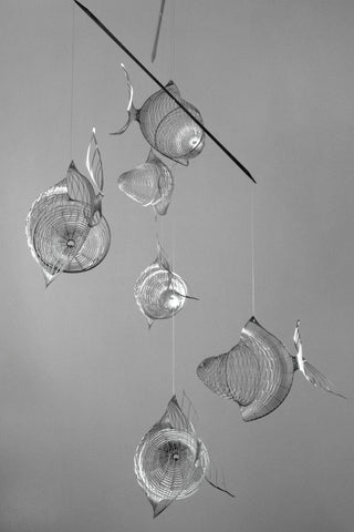 Fish Hanging Mobile – 6-Part Stainless Steel Architectural kintic Sculpture