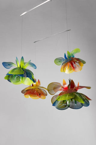 Flower Hanging Mobile – 4-Part Colorful Painted Stainless Steel