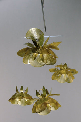 Flower Hanging Mobile – 4-Part Brass Kinetic Art
