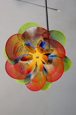 Flower hanging mobile with 6 parts, Colorful painted stainless steel Flower hanging mobile with 6 parts, Colorful painted stainless steel detail from bottom view