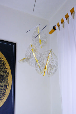 Leaf Hanging Mobile – 4-Part Brass Kinetic Art