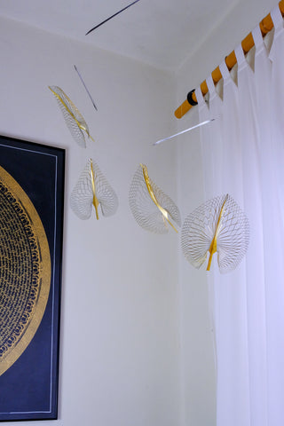 Leaf Hanging Mobile – 4-Part Brass Kinetic Art