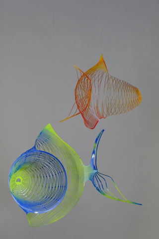 Large Fish Hanging Mobile – 2-Part Colorful Painted Stainless Steel