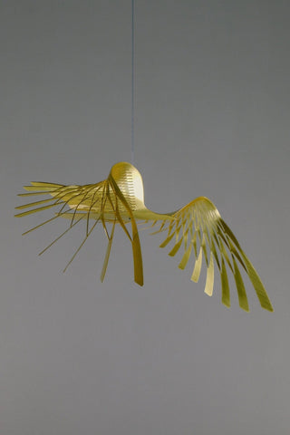 Large Bird Hanging Mobile – Brass Kinetic Decor for High Ceiling