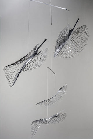 Leaf Hanging Mobile – 4-Part Stainless Steel Kinetic Art