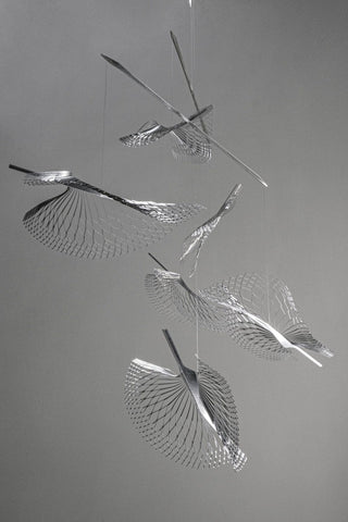 Leaf Hanging Mobile – 6-Part Stainless Steel Minimalist Decor