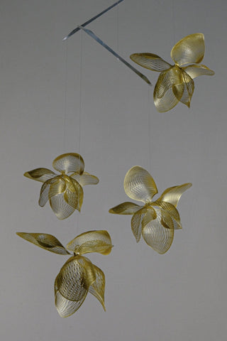 Orchid Hanging Mobile – 4-Part Brass Kinetic Art