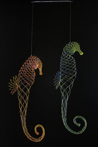 Seahorse Hanging Mobile – 2-Part Colorful Painted Stainless Steel with Fluid Motion