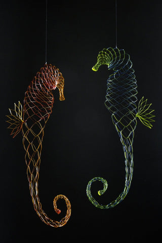 Seahorse Hanging Mobile – 2-Part Colorful Painted Stainless Steel with Fluid Motion