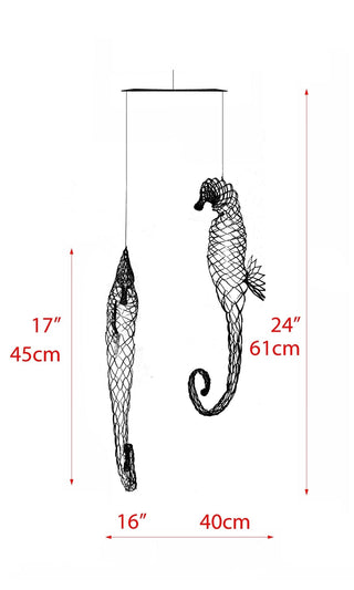 Seahorse Hanging Mobile – 2-Part Colorful Painted Stainless Steel with Fluid Motion