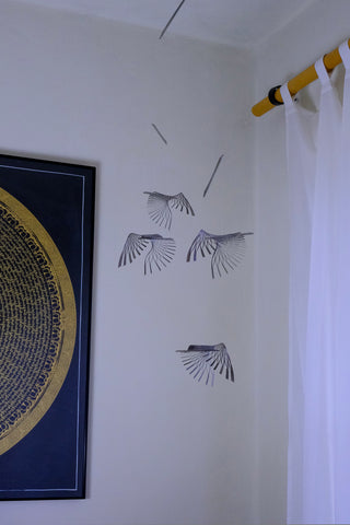 Bird Hanging Mobile – 4-Part Stainless Steel  Kinetic Sculpture for Modern Spaces